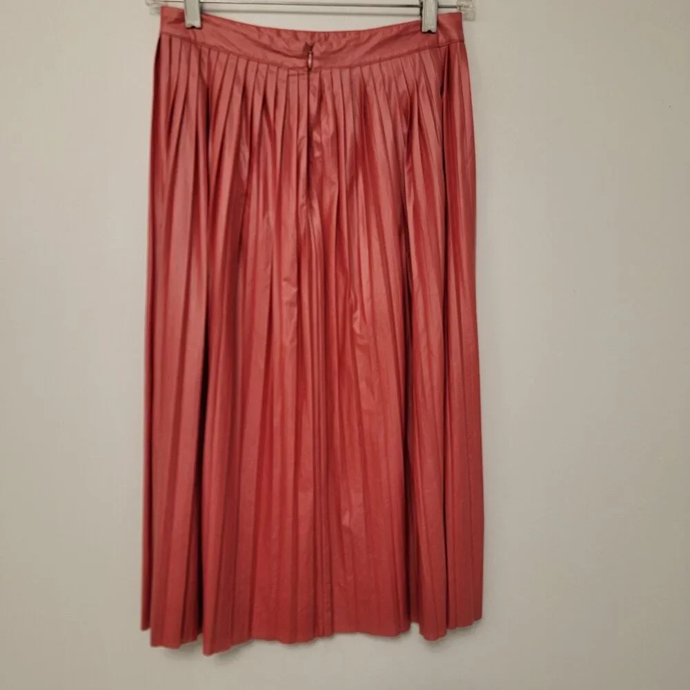 Stile Benetton Skirt Vintage Orange Pleated A Line Skirt Women's Size‎ XS